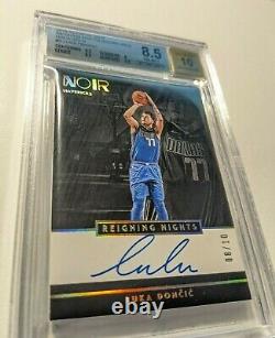 2018 Luka Doncic Noir HOLO GOLD Auto /10 Reigning Nights Rookie RC #3 BGS 8.5/10