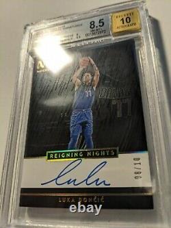 2018 Luka Doncic Noir HOLO GOLD Auto /10 Reigning Nights Rookie RC #3 BGS 8.5/10