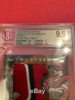 2018 Mike Trout Topps Inception Jumbo Patch Autographs Bgs 9.5/10 Auto 20/25