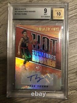2018 NBA Hoops Trae Young Auto BGS 9 Mint Autograph 10