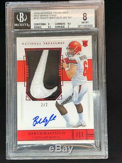 2018 National Treasures Baker Mayfield Auto Patch True RPA Nike Swoosh 2/2 BGS 8