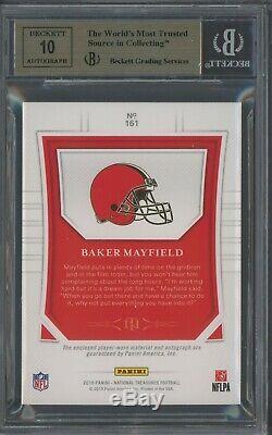 2018 National Treasures Green Baker Mayfield Browns RPA RC Patch AUTO /6 BGS 9.5