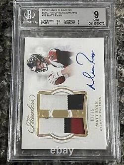 2018 Panini Flawless Daul Patch Autographs Matt Ryan 2/15 Jersey Match BGS 9