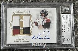 2018 Panini Flawless Daul Patch Autographs Matt Ryan 2/15 Jersey Match BGS 9