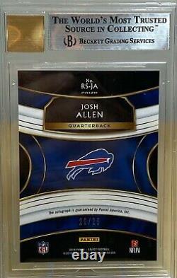 2018 Panini Select Josh Allen Rookie Signatures Bgs 9 /10 Auto Prizm Maroon /25