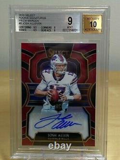 2018 Panini Select Josh Allen Rookie Signatures Bgs 9 /10 Auto Prizm Maroon /25