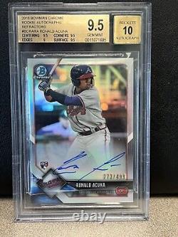 2018 Ronald Acuna Bowman Chrome Refractor Auto #/499 BGS 9.5/10 Autograph Rookie