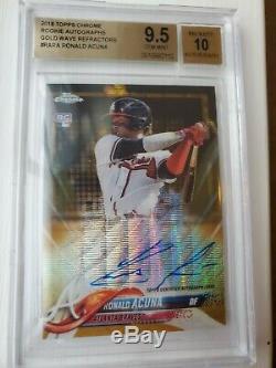2018 Topps Chrome Ronald Acuna Jr. Gold Refractor RC Rookie AUTO /50 BGS PSA 10