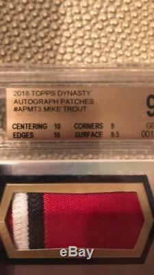 2018 Topps Dynasty Mike Trout Game Used 3 Color Patch Auto 9/10 Bgs 9.5/10