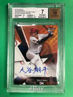 2018 Topps Finest Shohei Ohtani Auto Kanji Orange Wave Rc 22/25 Bgs 7 / 10 Auto