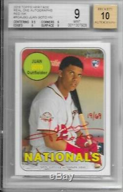 2018 Topps Heritage Juan Soto Red Ink Auto Autograph RC /69 SP BGS 9 10 AUTO
