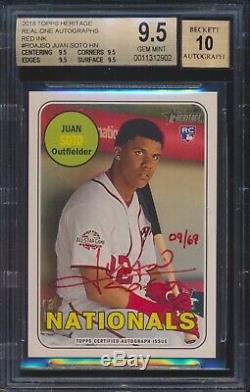 2018 Topps Heritage Juan Soto Red Ink Auto Autograph Rookie /69 Bgs 9.5 Quad