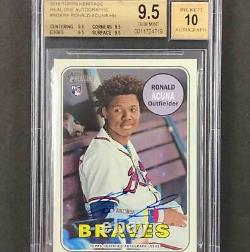 2018 Topps Heritage Real One RC Ronald Acuna rookie autograph BGS 9.5 x4 10 Auto