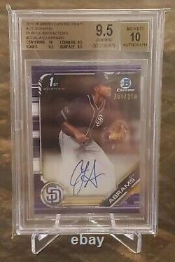 2019 1st Bowman Draft Chrome CJ ABRAMS PURPLE Refractor BGS 9.5 GEM MINT AUTO