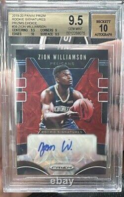 2019-20 Panini Prizm Zion Williamson Rookie Signatures Shimmer Red Auto BGS 10