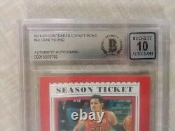 2019-20 Panini Season Ticket Trae Young Auto Authentic Autograph Beckett BGS 10