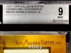 2019 Allen & Ginter Framed Mini Autograph Ronald Acuna Jr #MA-RA BGS 9 Auto 10