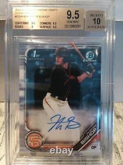 2019 Bowman Chrome 1st Hunter Bishop Auto Giants Autograph BGS GEM MINT 9.5 10