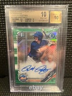 2019 Bowman Chrome Green /99 Brett Baty Auto BGS 10/10 PRISTINE POP 2