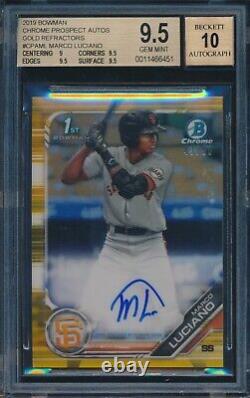 2019 Bowman Chrome Marco Luciano Gold Refractor Auto Autograph /50 Bgs 9.5