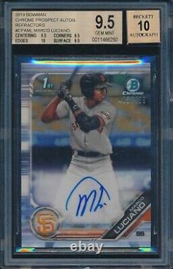 2019 Bowman Chrome Marco Luciano Refractor Auto Autograph /499 Bgs 9.5 Gem+