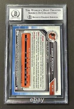 2019 Bowman Chrome Sparkle Refractor #BDC22 Gunnar Henderson Signed BGS 10 Auto