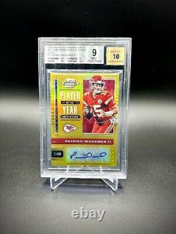 2019 Contenders Optic Patrick Mahomes Auto Gold /10 Player of the Year BGS 9/10