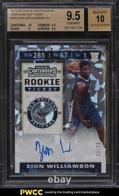 2019 Panini Contenders Cracked Ice Zion Williamson ROOKIE RC AUTO /25 BGS 9.5
