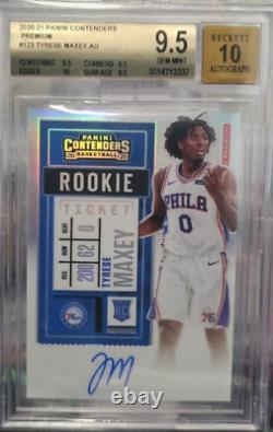 2020-21 Contenders Ticket PREMIUM EDITION RC Tyrese Maxey Auto BGS 9.5 GEM MT