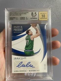 2020-21 Immaculate Luka Doncic Past and Present Signatures 92/99 BGS 8.5 Auto 10