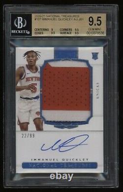 2020-21 Immanuel Quickley BGS 9.5 National Treasures Patch Auto Rookie Rc #22/99