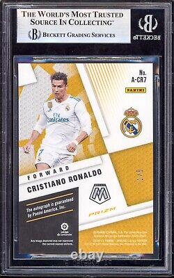 2020-21 Mosaic La Liga Autographs Cristiano Ronaldo Orange /5 #CR7 BGS 8.5