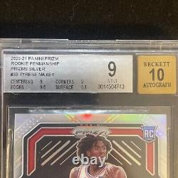 2020-21 Prizm Silver Rookie Signatures Tyrese Maxey #RP-TMX BGS 9 10 Auto
