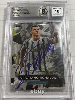 2020-21 Topps 768 Most Goals Cristiano Ronaldo On Card Auto Autograph BGS 10