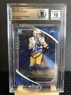 2020 Absolute Football Justin Herbert Auto BGS 10 CHARGERS RARE SSP AUTOGRAPH