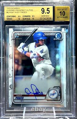 2020 BOWMAN CHROME ANDY PAGES AUTO RC BGS GEM MINT 9.5+/10.5 from 10/10