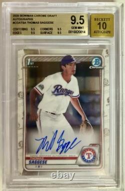 2020 Bowman Chrome Draft Autographs Cda-tsa Thomas Saggese Auto Bgs 9.5 Gem Mint