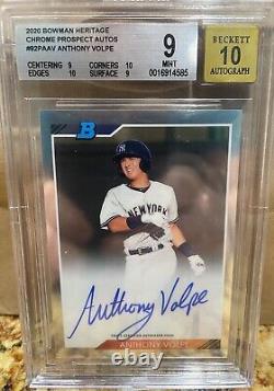 2020 Bowman Heritage Anthony Volpe Chrome Auto BGS 9 with 10 Subgrades