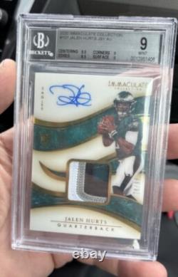 2020 Jalen Hurts Immaculate Patch Autograph Rookie #107 Bgs 9 Color Patch Auto