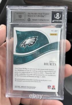 2020 Jalen Hurts Immaculate Patch Autograph Rookie #107 Bgs 9 Color Patch Auto