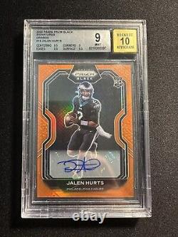 2020 Panini Chronicles Jalen Hurts Orange Black Prizm Rookie 24/75 BGS 9 Auto 10