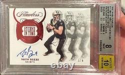 2020 Panini Flawless Drew Brees Etched in Time Autographs Ruby /5 Auto BGS 8