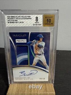 2020 Panini Immaculate Prospect /10 Bobby Witt Jr #PPA-BW Patch Auto Bgs 8