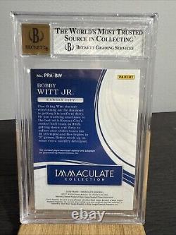 2020 Panini Immaculate Prospect /10 Bobby Witt Jr #PPA-BW Patch Auto Bgs 8