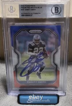 2020 Panini Prizm Emmitt Smith Red White Blue Prizm Auto Card BGS Autograph