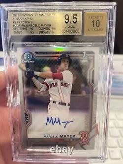 2021 Bowman Chrome Draft MARCELO MAYER /499 AUTO REFRACTOR BGS 9.5 Red Sox