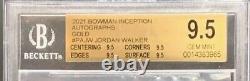 2021 Bowman Inception Jordan Walker Gold Auto Rc #/50 Bgs True Gem 9.5/10 Pop 1