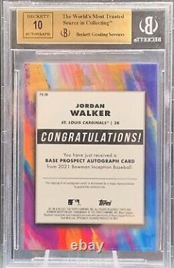 2021 Bowman Inception Jordan Walker Gold Auto Rc #/50 Bgs True Gem 9.5/10 Pop 1