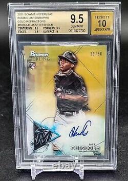 2021 Bowman Sterling Rookie Auto Gold Refractor JAZZ CHISHOLM #39/50 BGS 9.5 10