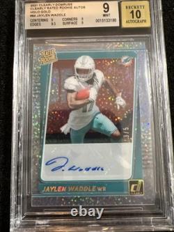 2021 Clearly Donruss Jaylen Waddle Rated Rookie Holo Gold Auto /5 BGS 9 & 10
